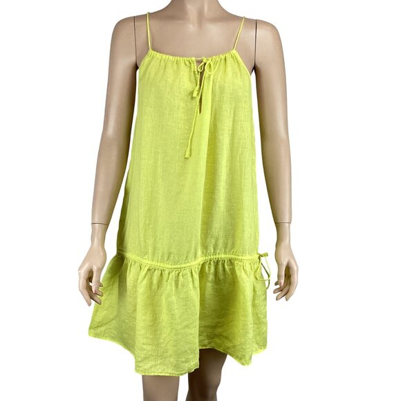 J.Crew‎ Dress Size Medium Yellow Linen Tiered Tank Lightweight Beach - Picture 1 of 7